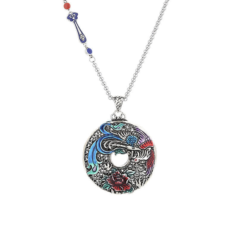 Spirituelle Schutzkette mit Phönix-Pfingstrosen, 60 cm