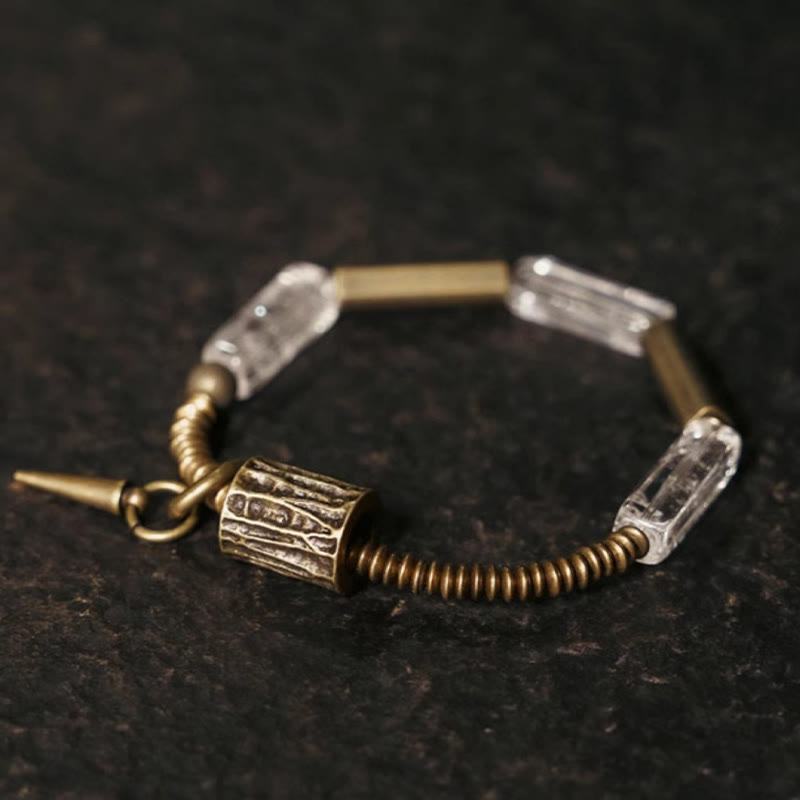Quadratisches Kupferarmband mit weißem Kristall für Glück und Ausgeglichenheit