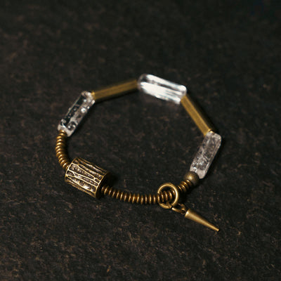 Quadratisches Kupferarmband mit weißem Kristall für Glück und Ausgeglichenheit