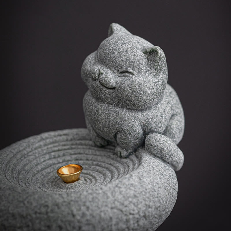 Stehender Räucherbrenner aus Keramik in Katzenform, 7,6 cm, für Meditation