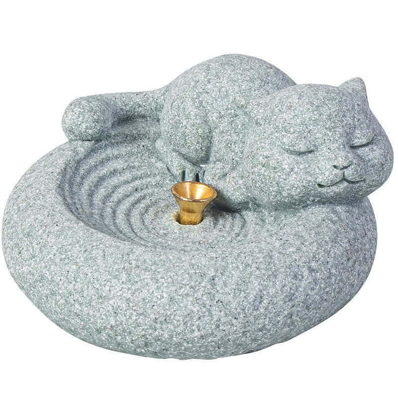 Stehender Räucherbrenner aus Keramik in Katzenform, 7,6 cm, für Meditation