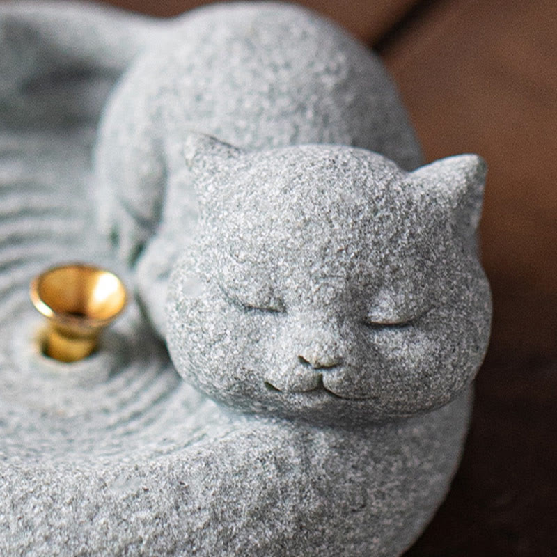 Stehender Räucherbrenner aus Keramik in Katzenform, 7,6 cm, für Meditation