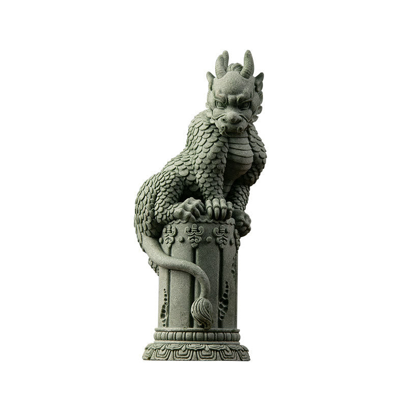 Stehende chinesische Feng-Shui-Drachenstatue für Glück und Erfolg