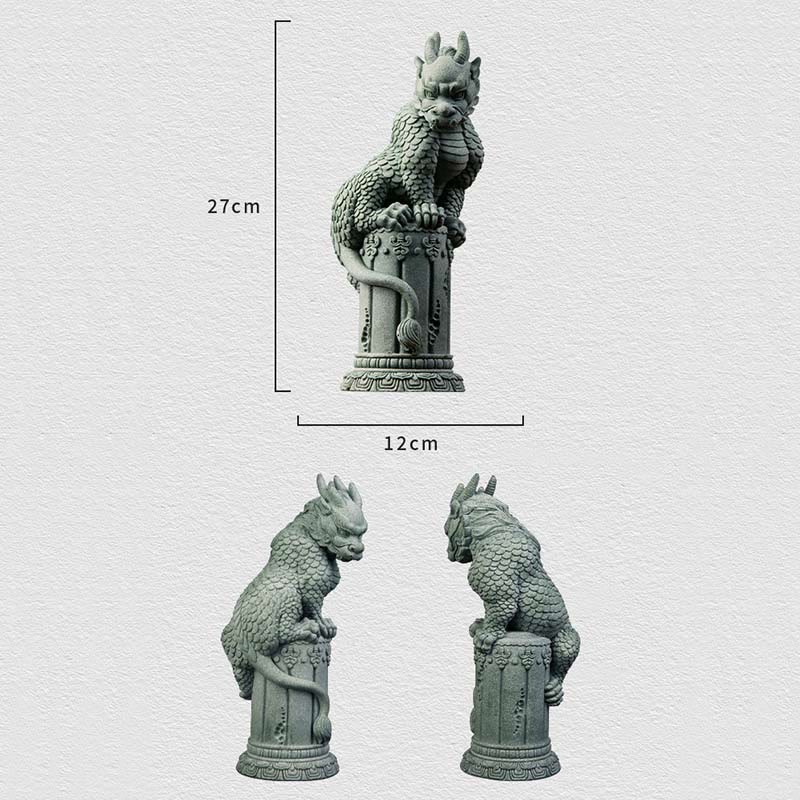 Stehende chinesische Feng-Shui-Drachenstatue für Glück und Erfolg