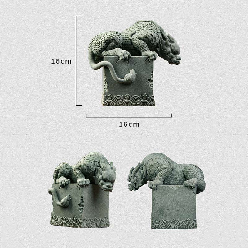Stehende chinesische Feng-Shui-Drachenstatue für Glück und Erfolg