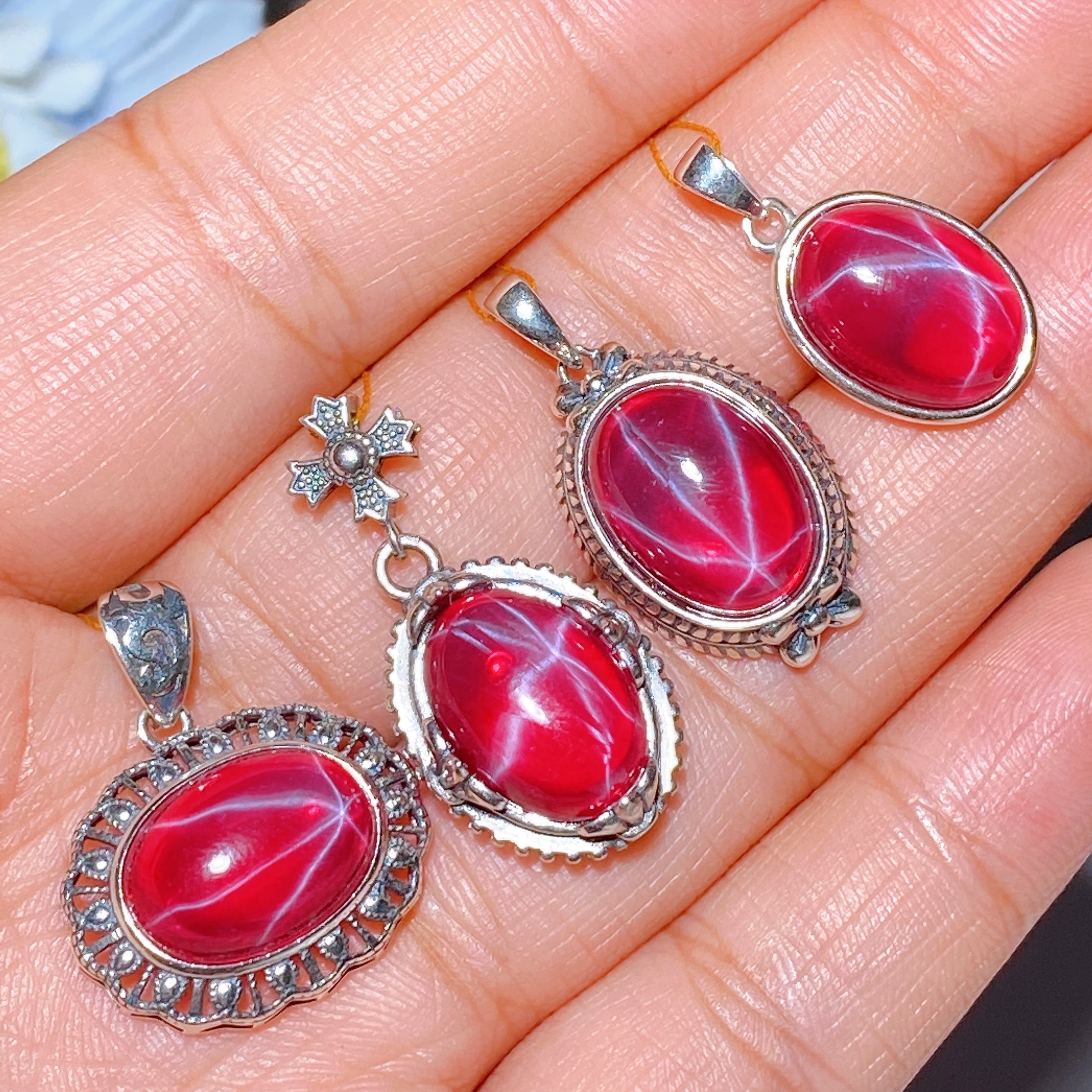 Star Ruby Pendant Spiritual Necklace 15-25mm Healing Crystal