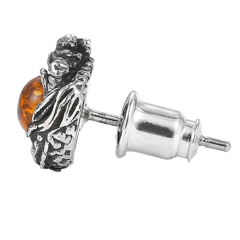 Sterling Silber Bernstein Drache Erfolg Ohrstecker