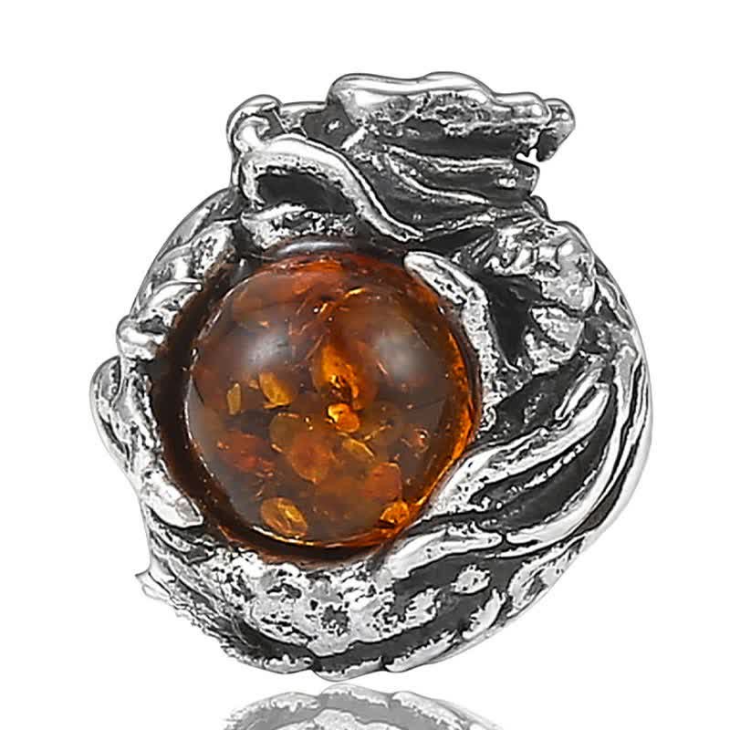 Sterling Silber Bernstein Drache Erfolg Ohrstecker