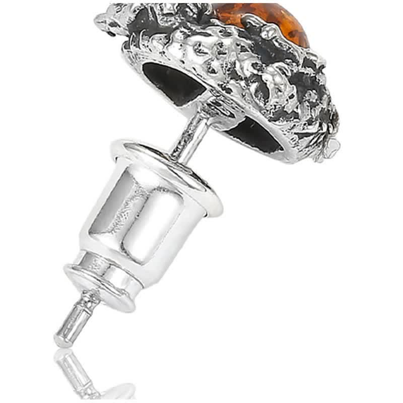Sterling Silber Bernstein Drache Erfolg Ohrstecker