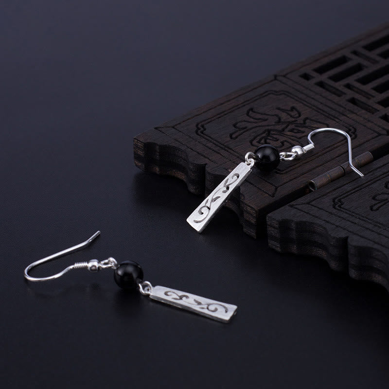 Schutzohrringe aus Sterlingsilber mit schwarzem Onyx