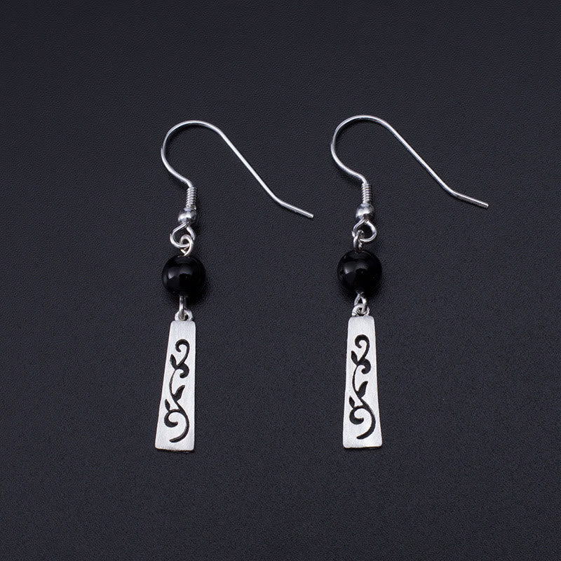 Schutzohrringe aus Sterlingsilber mit schwarzem Onyx