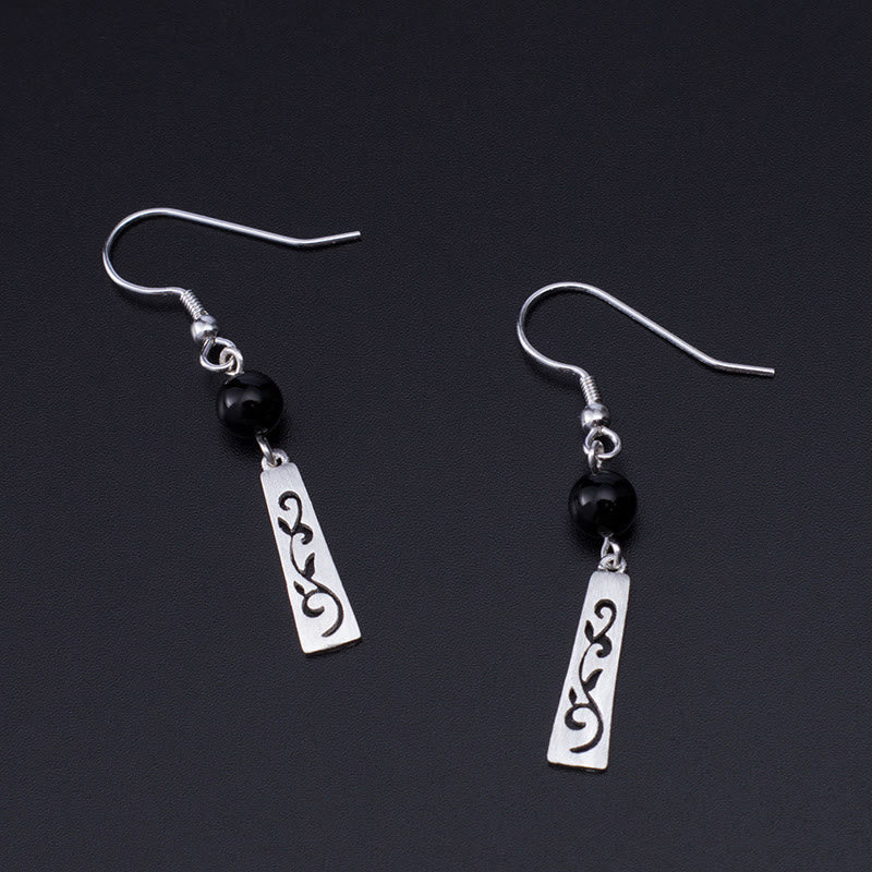 Schutzohrringe aus Sterlingsilber mit schwarzem Onyx