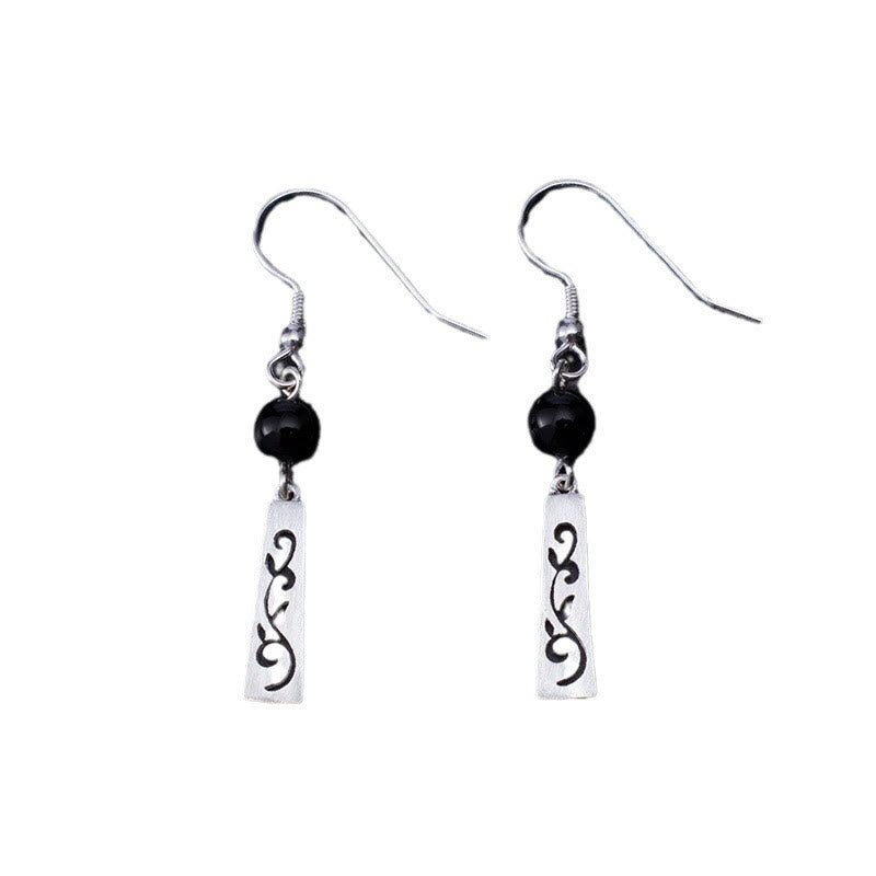 Schutzohrringe aus Sterlingsilber mit schwarzem Onyx