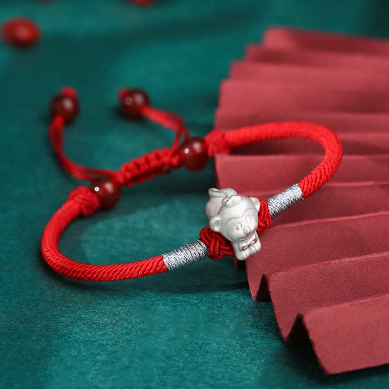 Sterling Silber Chinesisches Sternzeichen Glück &amp; Stärke Armband