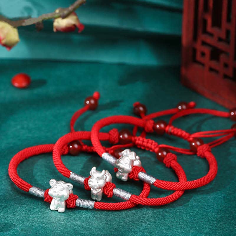 Sterling Silber Chinesisches Sternzeichen Glück &amp; Stärke Armband