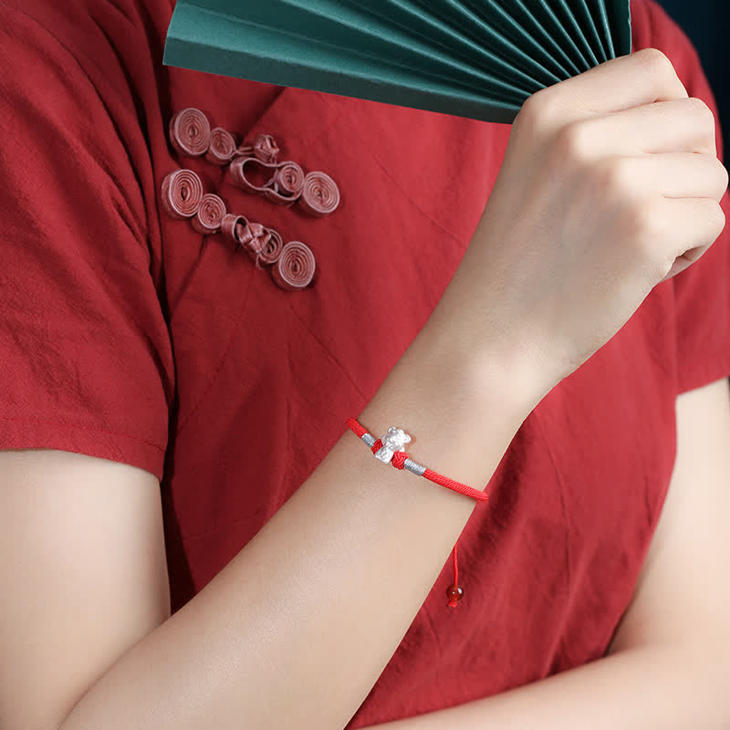 Sterling Silber Chinesisches Sternzeichen Glück &amp; Stärke Armband