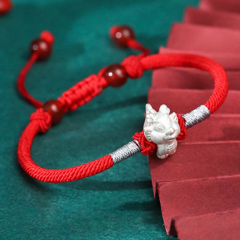 Sterling Silber Chinesisches Sternzeichen Glück &amp; Stärke Armband