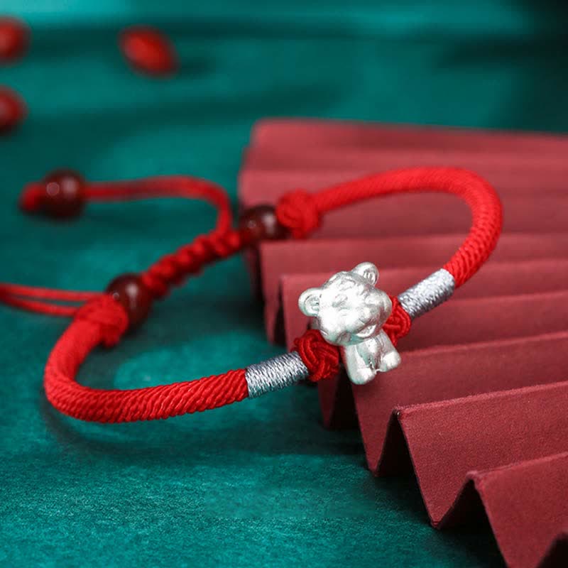 Sterling Silber Chinesisches Sternzeichen Glück &amp; Stärke Armband