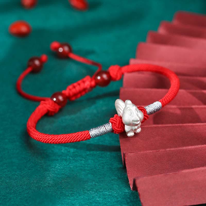 Sterling Silber Chinesisches Sternzeichen Glück &amp; Stärke Armband