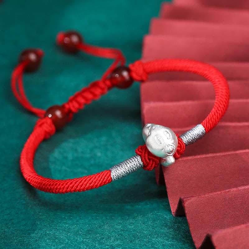 Sterling Silber Chinesisches Sternzeichen Glück &amp; Stärke Armband