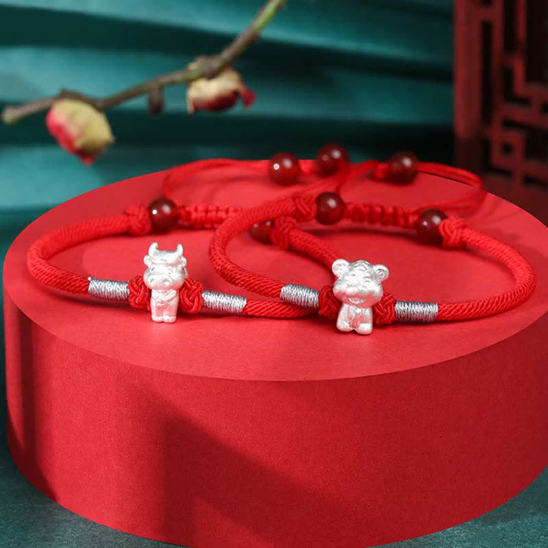 Sterling Silber Chinesisches Sternzeichen Glück &amp; Stärke Armband