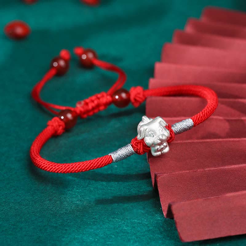 Sterling Silber Chinesisches Sternzeichen Glück &amp; Stärke Armband