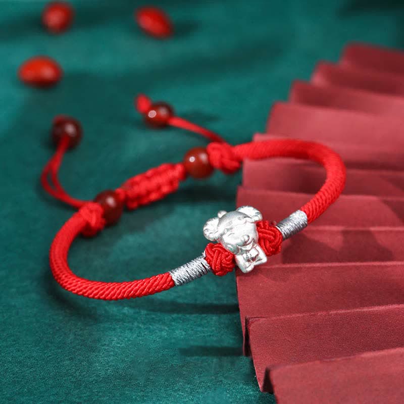 Sterling Silber Chinesisches Sternzeichen Glück &amp; Stärke Armband