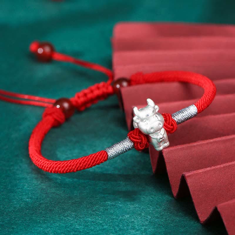 Sterling Silber Chinesisches Sternzeichen Glück &amp; Stärke Armband
