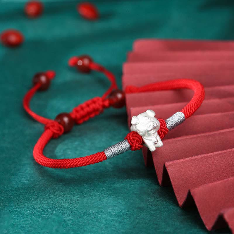 Sterling Silber Chinesisches Sternzeichen Glück &amp; Stärke Armband