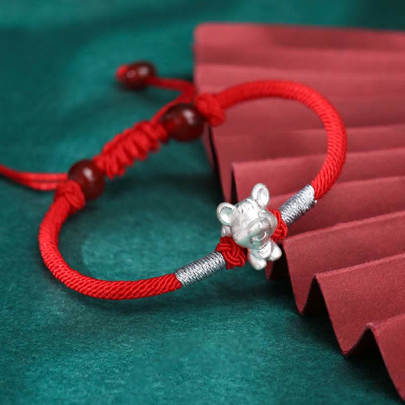 Sterling Silber Chinesisches Sternzeichen Glück &amp; Stärke Armband