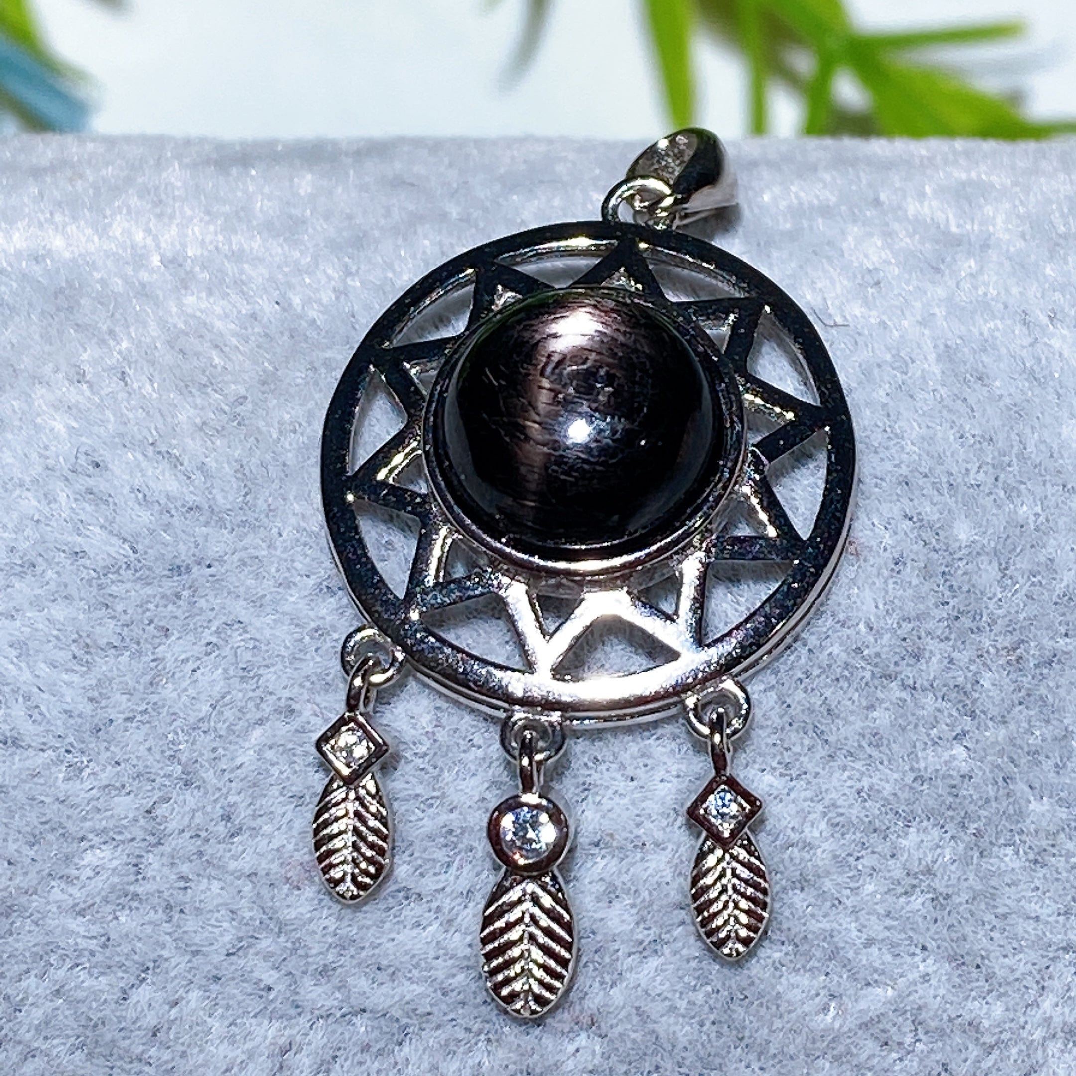 Sterling Silver Clear Quartz Pendant with Healing Crystal Gems