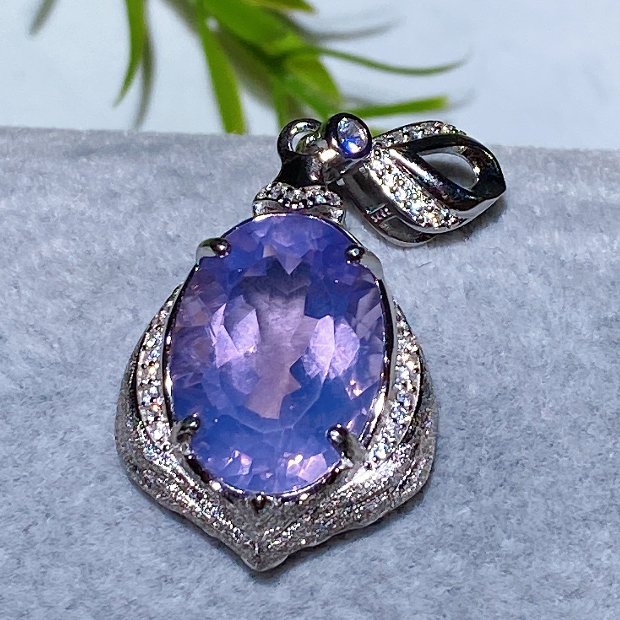 Sterling Silver Clear Quartz Pendant with Healing Crystal Gems