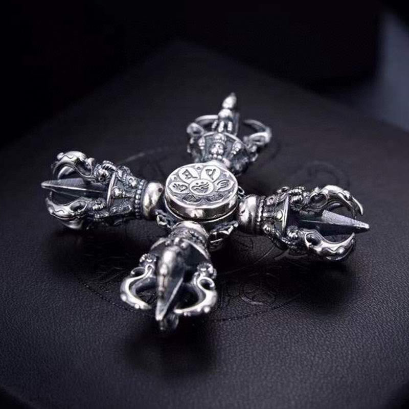Sterling Silber Doppel Dorje Vajra Anhänger Spirituelle Stärke