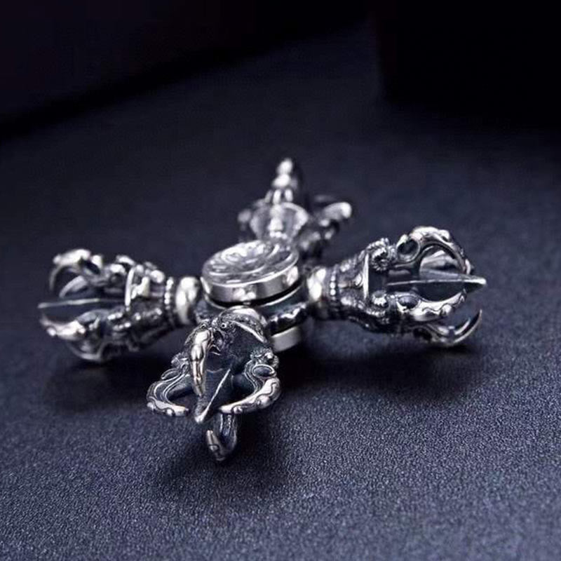 Sterling Silber Doppel Dorje Vajra Anhänger Spirituelle Stärke