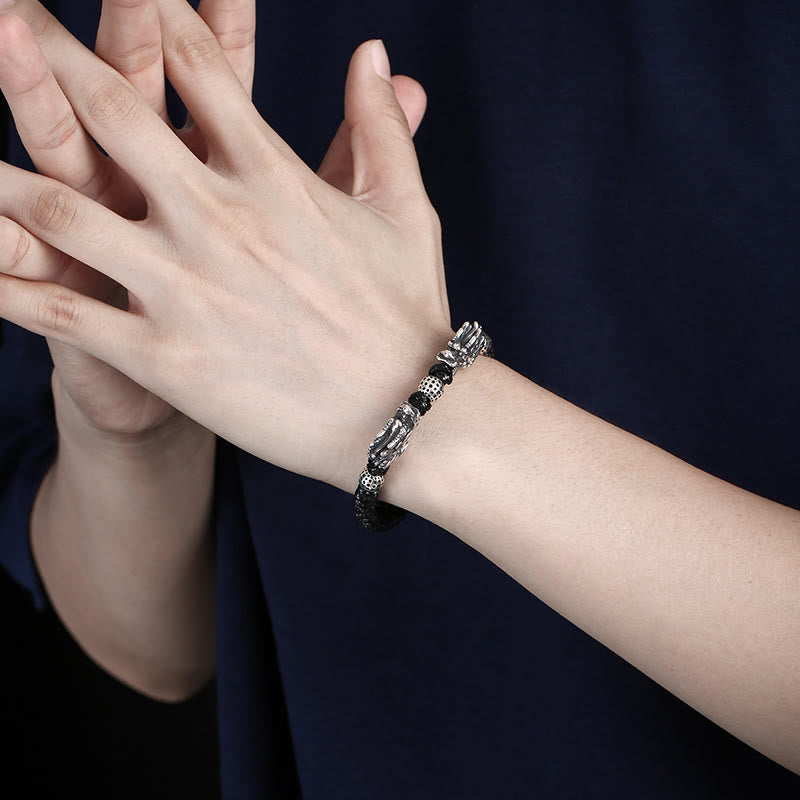 Sterling Silber Doppeldrachen Armband | Glück &amp; Schutz