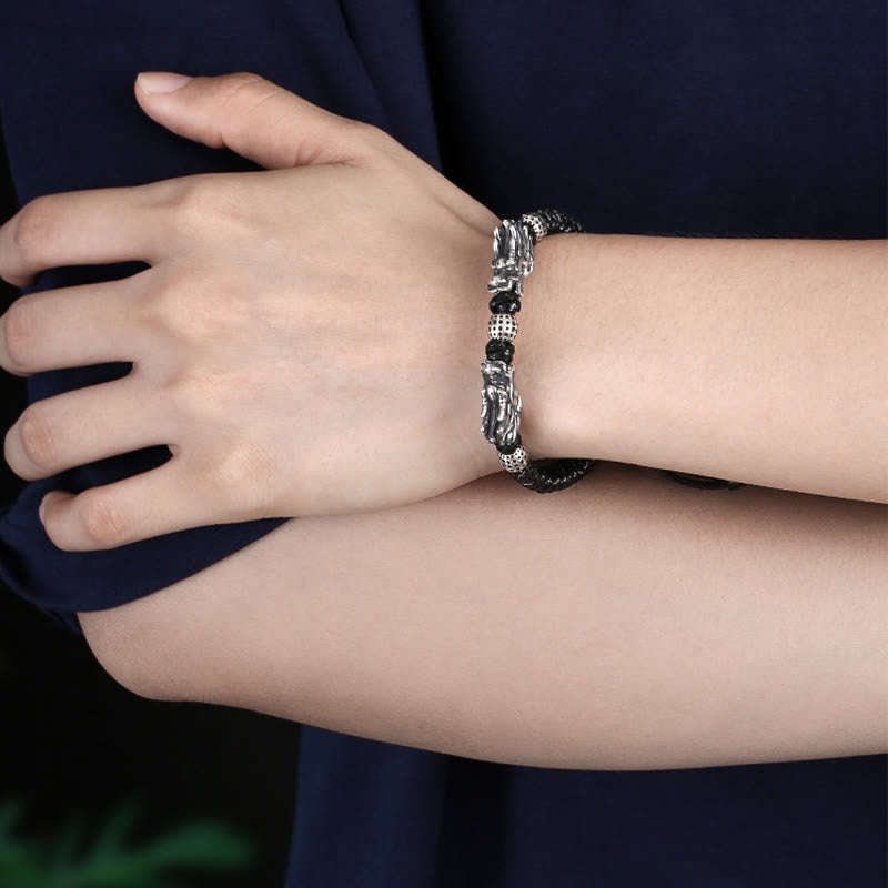 Sterling Silber Doppeldrachen Armband | Glück &amp; Schutz