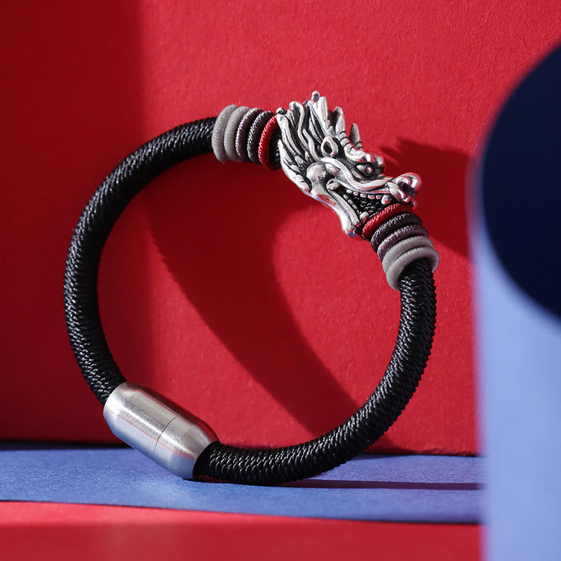 Drachenarmband aus Sterlingsilber | Geflochtener Glücksbringer 6 mm