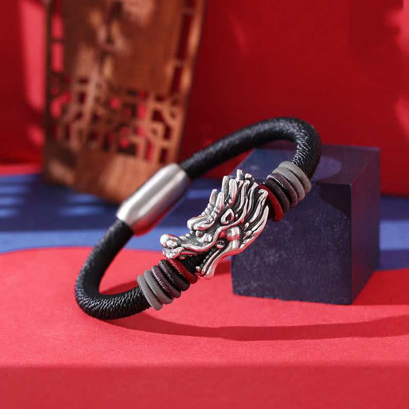 Drachenarmband aus Sterlingsilber | Geflochtener Glücksbringer 6 mm