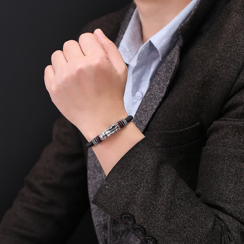 Drachenarmband aus Sterlingsilber | Geflochtener Glücksbringer 6 mm