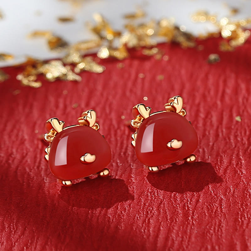 Drachenschmuck aus Sterlingsilber mit Hetian-Jade und rotem Achat