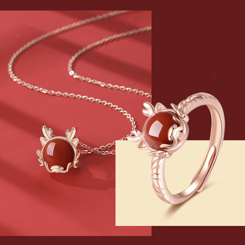 Sterling Silber Drachen-Armband aus rotem Achat für Schutz und Glück