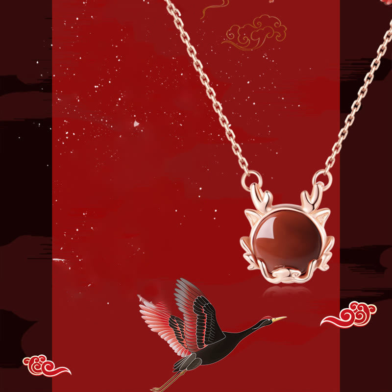 Sterling Silber Drachen-Armband aus rotem Achat für Schutz und Glück