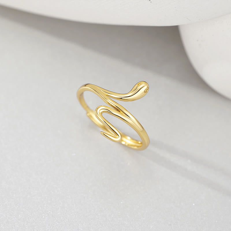 Sterling Silber Goldener Schlangenring für Balance &amp; Weisheit