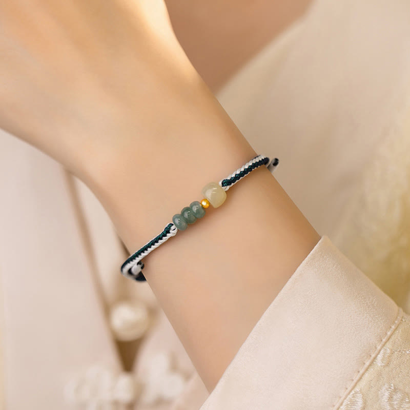 Sterling Silber Hetian Jade Fülle Armband 20cm