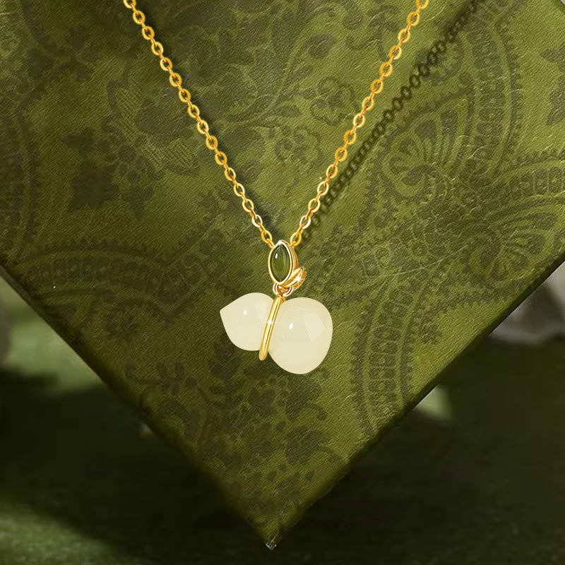 Sterling Silber Hetian Jade Kürbis Halskette für Fülle