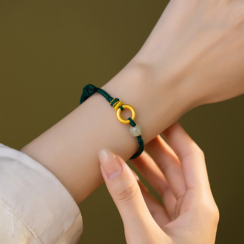 Sterling Silber Hetian Jade Peace Schnalle Armband für Glück