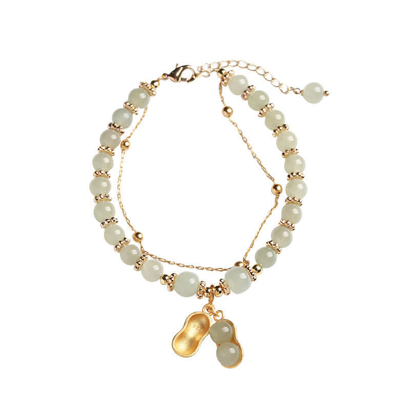 Sterling Silber Hetian Jade Erdnuss Charm Armband