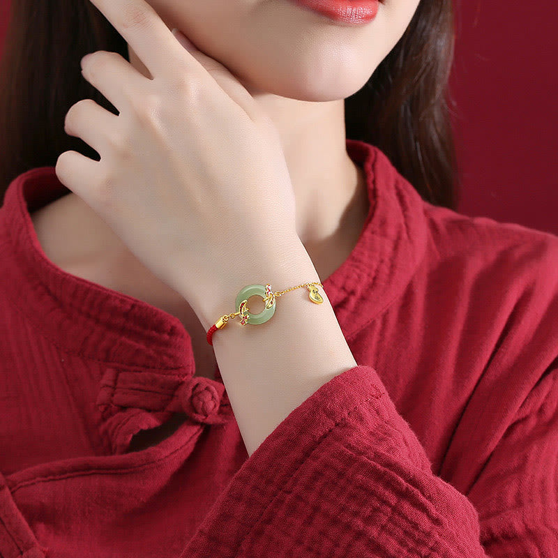 Sterling Silber Hetian Weiß Jade Peace Schnalle Armband