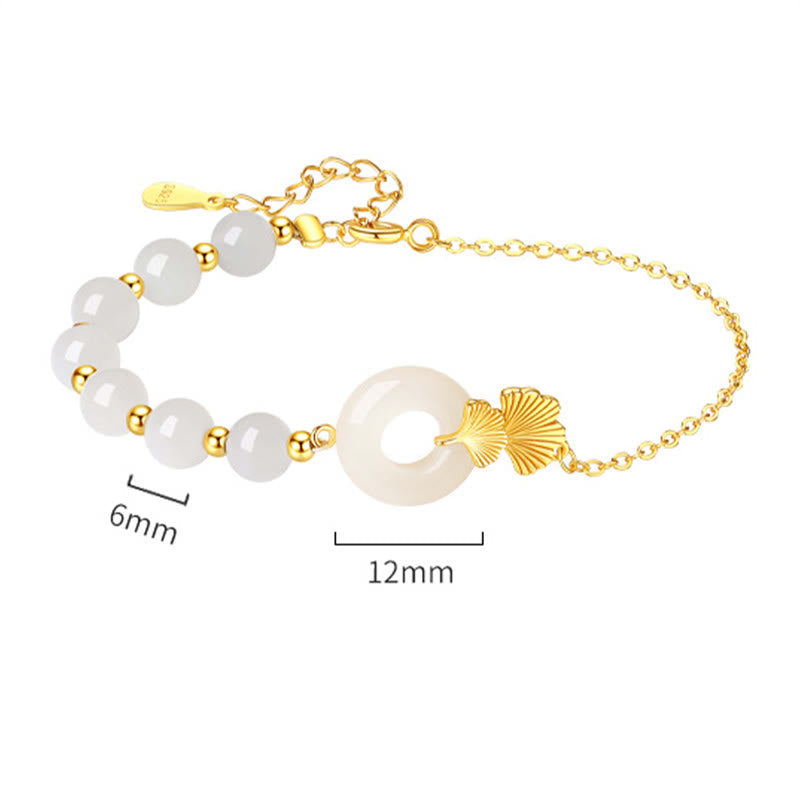 Sterling Silber Hetian Weiß Jade Peace Schnalle Glück Armband