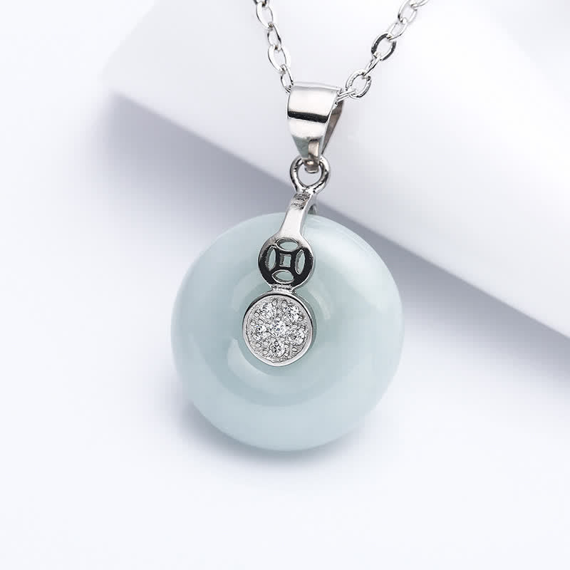 Halskette mit Peace-Schnalle aus Sterlingsilber mit Jade für Glück